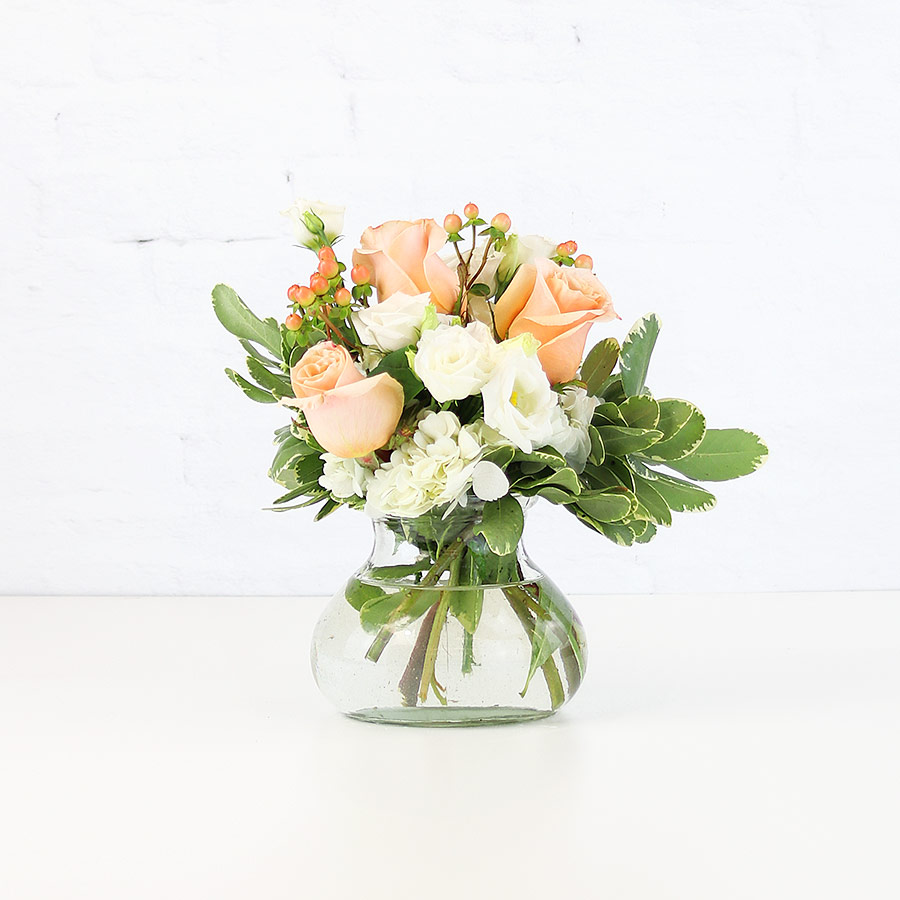 Peaches & Cream Hydrangea and Rose Valentine's Day Arrangement ...