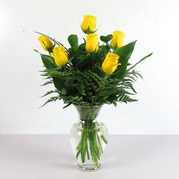 Premium Half Dozen Long-Stem Yellow Roses - Dierbergs Markets