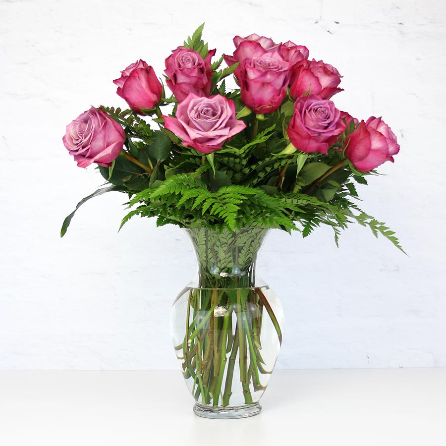 Dozen Dark Pink Roses Arrangement Dierbergs Markets